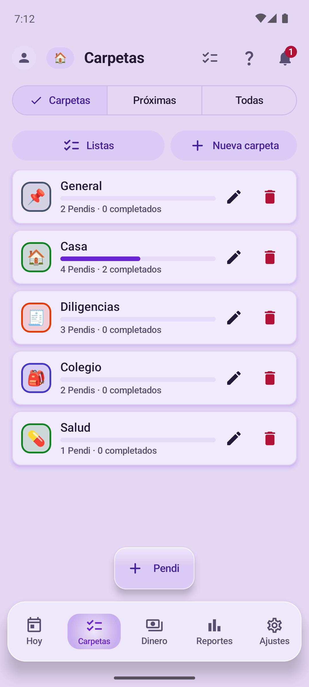 Carpetas de Pendis en Pendi